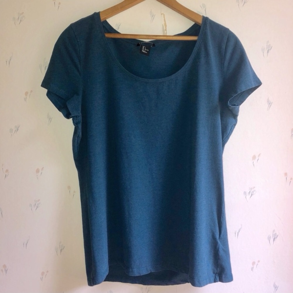 H&M Basic Blue Scoop Neck T-Shirt